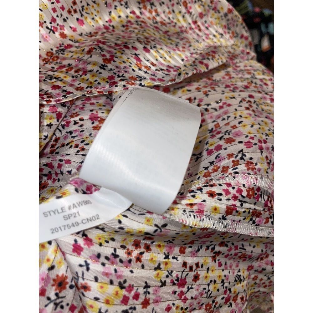 J.CREW Ruffle Blouse Top Small Field Day Shirt Dainty Floral Pink Gold AW869 NWT - Picture 10 of 10